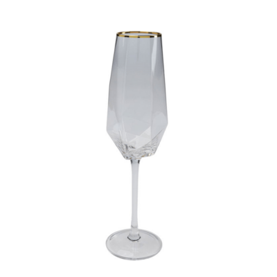 Kare Champagne Glass Diamond Gold Rim