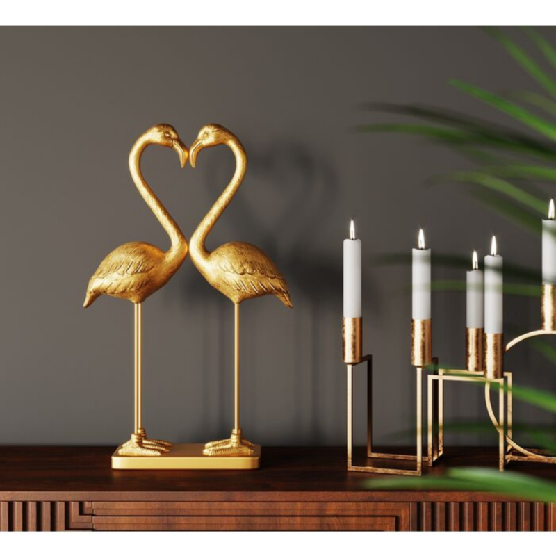 Deco Figurine Flamingo-Love Gold-63cm