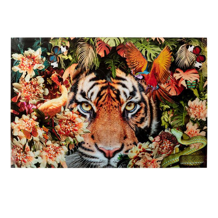 KARE Glass-Picture Tiger on Hunt-150x100cm
