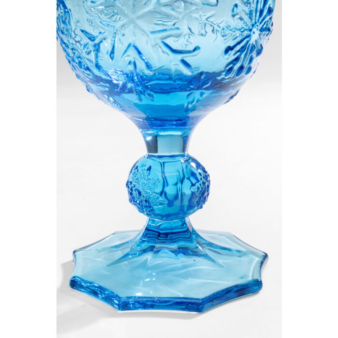 KARE Wine Glass Ice Flowers Blue
