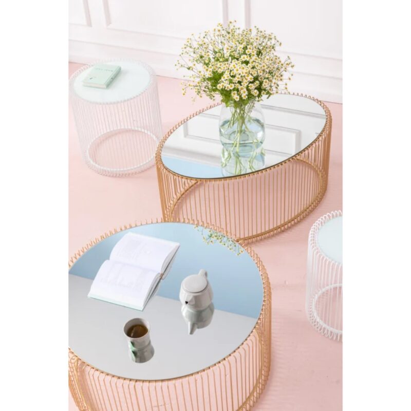 Coffee table wire uno brass 60x90cm (4)