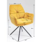 Swivel Chair With Armrest Mila Yellow (8)