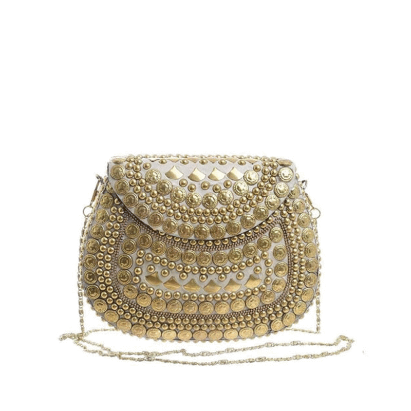 Gold metallic clutch