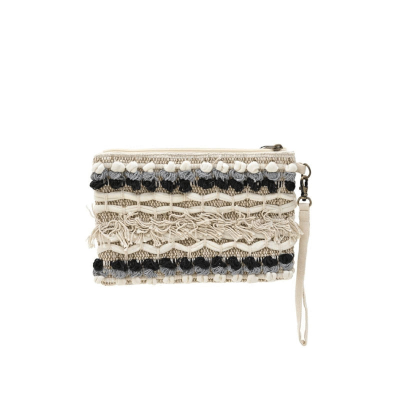 Cotton clutch creme/black