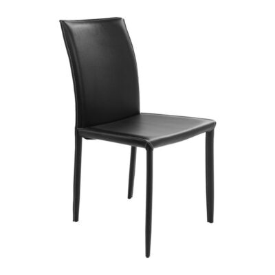 Leather aesthetics in black. This chair features unadorned clean lines. In its restrained design it is timelessly beautiful, inviting guests to the table with the promise of a comfortable seat