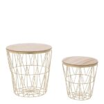 Basket Table Set of 2 - Golden/Natural