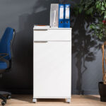 Chad Wheeled Cabinet With White Gloss Drawer - Image 3