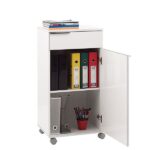 Chad Wheeled Cabinet With White Gloss Drawer - Image 2