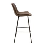 Faith Bar Stool Metallic Black Matt-Pu Brown Antique - Image 3