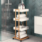 Floor shelf 4-storey Irene wooden color natural-white - Image 3