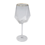Kare Wine Glass Diamond Gold Rim