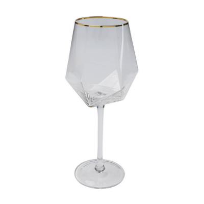 Kare Wine Glass Diamond Gold Rim