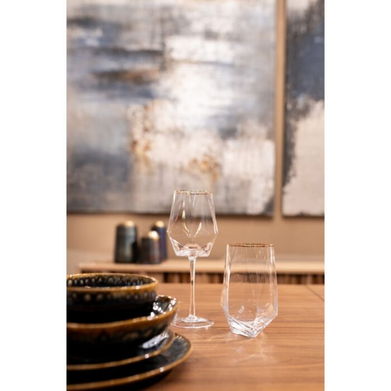 Wine Glass Diamond Gold Rim