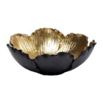 KARE Deco Bowl Flower Bloom Black Gold Ø25cm
