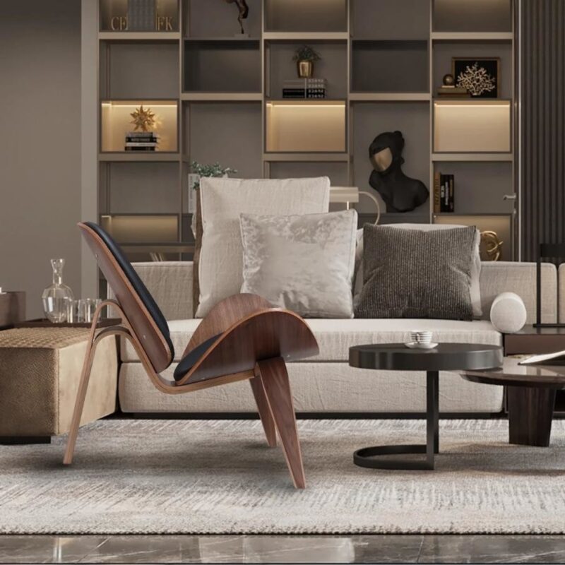 Armchair shell black walnut (7)