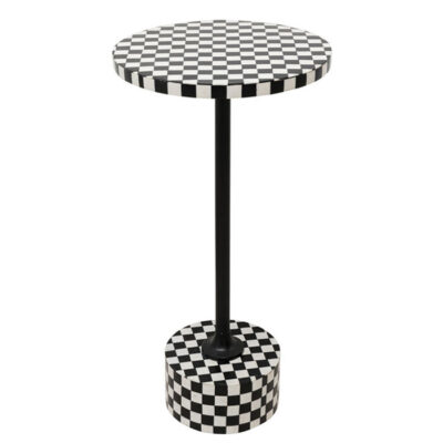 KARE Side-Table Domero-Chess Black-White D25cm