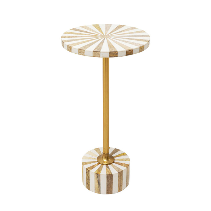 KARE Side Table Domero Cirque Gold/White D25cm Smart Living