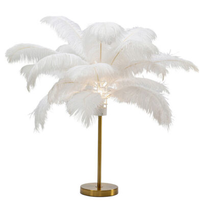 KARE Table-Lamp Feather-Palm/White 60cm