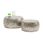 KARE Coffee Table Pebbles Deluxe Silver (2/Set)