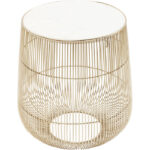 KARE Side Table Beam White Marble Brass d32cm
