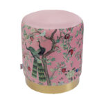 KARE Stool Cherry Peacock Brass d32cm