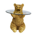 KARE Side Table Animal Bear Gold D40cm