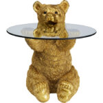 Kare Side Table Animal Bear Gold D40cm 3
