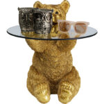 Kare Side Table Animal Bear Gold D40cm 7