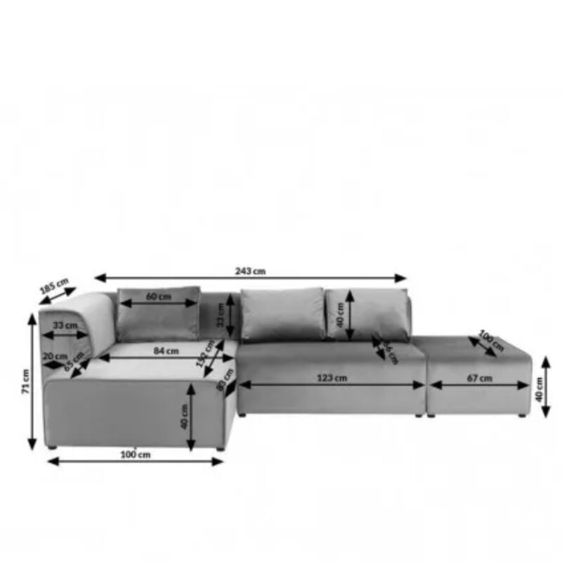 Corner sofa infinity ottoman grey left (15)