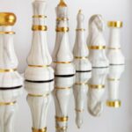 Deco Chess Rook White Gold 19cm - Image 4