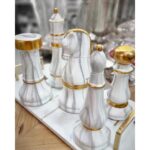 Deco chess rook white gold 19cm (2)