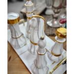 Deco chess rook white gold 19cm (3)