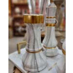 Deco chess rook white gold 19cm (4)