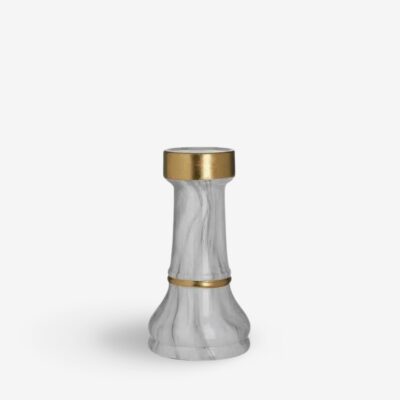 Deco chess rook white gold 19cm