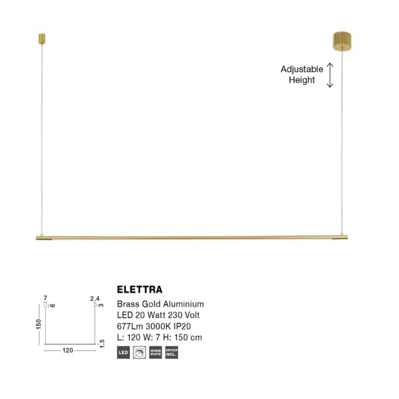 Pendant Lamp Elettra Gold