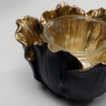 Tealight Holder Flower Bloom Black Gold Ø10cm - Image 3