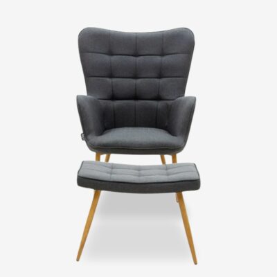Armchair lucy grey with stool (2)