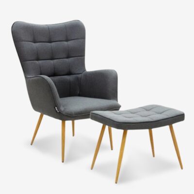 Armchair lucy grey with stool