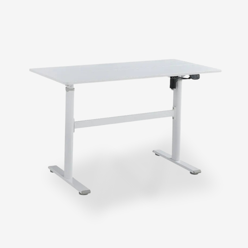 Height adjustable work desk Carlo White plywood with metal legs