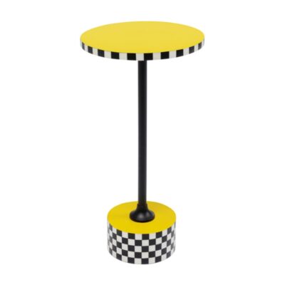KARE Side Table Domero Checkers Yellow Ø25cm