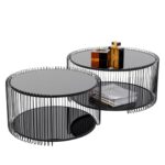 KARE Coffee Table Wire Double Black 2Set