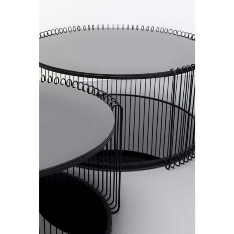 Kare Coffee Table Wire Double Black 2 Set