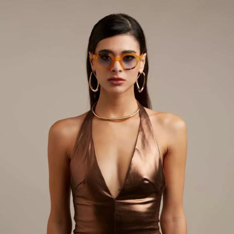 Okkia Sunglasses Lauro Round Havana Yellow Blue - Image 2