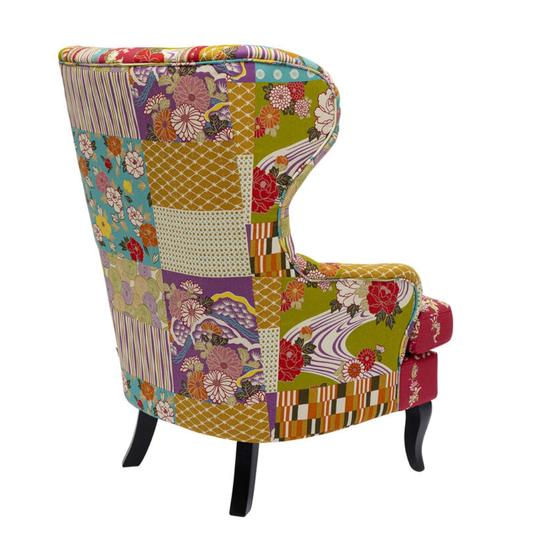 Patchwork Chair 版画 Fabric Patchwork Chesterfield Avici Scroll Wingback Chair