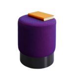 KARE Stool Jody Purple Mesh Black Ø35cm (2)