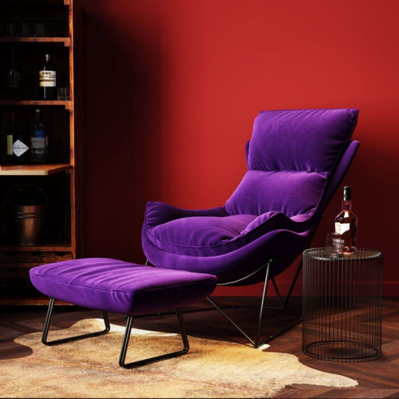 Kare Armchair With Stool Snuggle Purple (2 Part) (2)