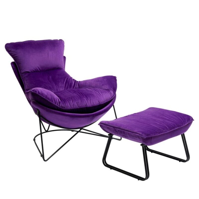 KARE Armchair with Stool Snuggle Purple (2_part)