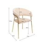 Kare Chair With Armrest Belle Velvet Cream (2 Set) (10)