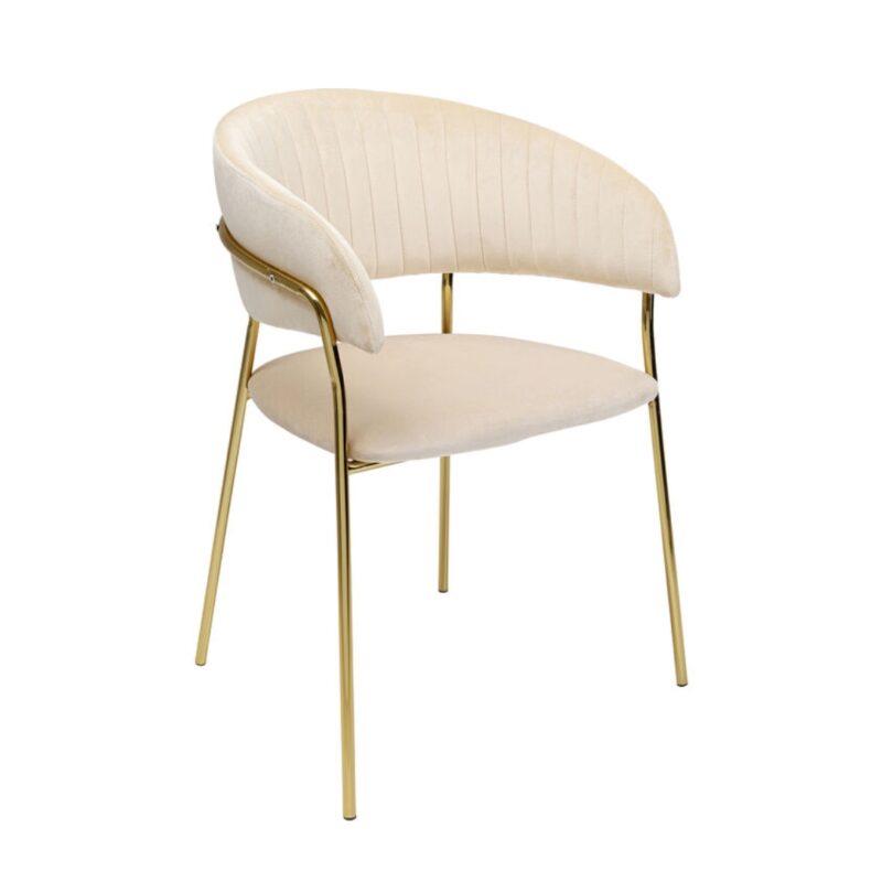 Kare Chair With Armrest Belle Velvet Cream (2 Set) (6)