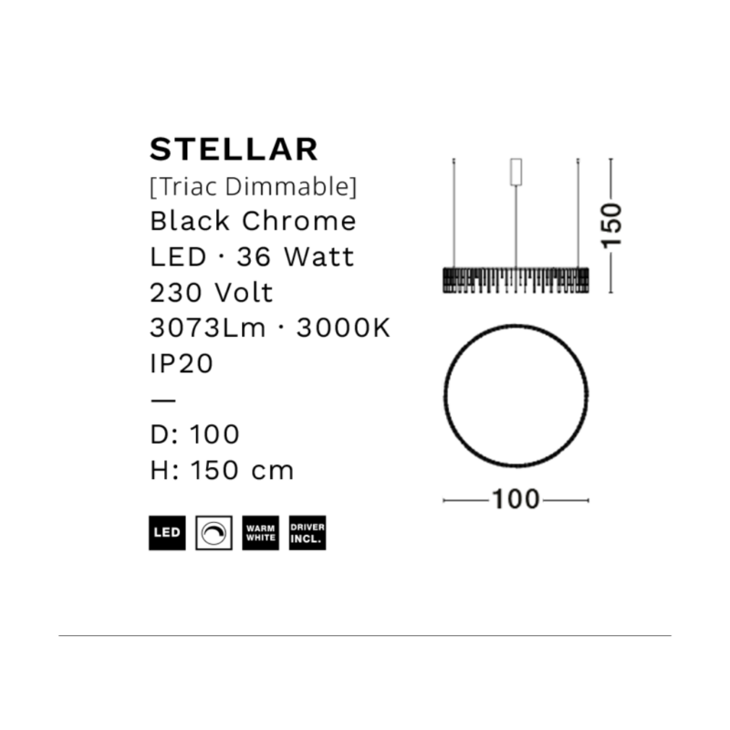 Pendant Lamp Stellar Black ∅100x150cm (8)